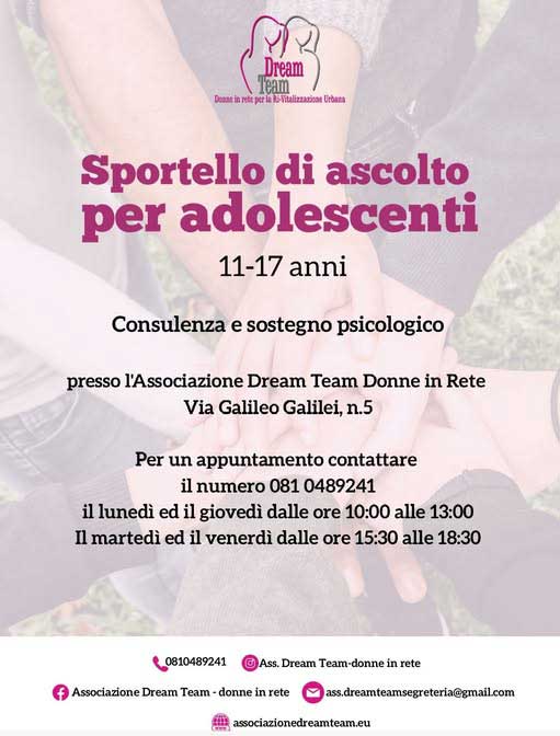Sportello di ascolto per adolescenti 11-17 anni | Associazione Dream Team – Donne in Rete